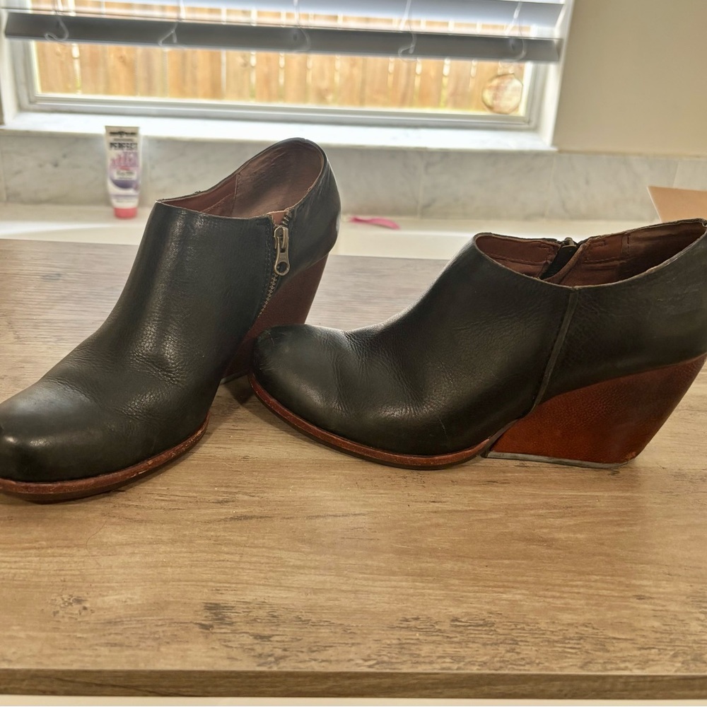 Kork-Ease Natalya Black Leather Wedge Ankle Boots - Picture 13 of 16